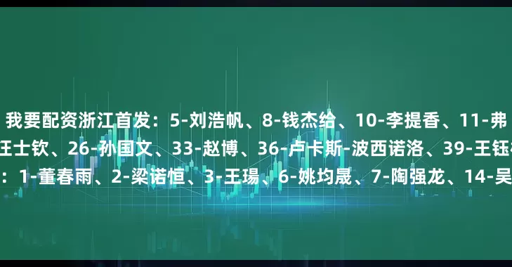 我要配资浙江首发：5-刘浩帆、8-钱杰给、10-李提香、11-弗兰克、20-米特里策、24-汪士钦、26-孙国文、33-赵博、36-卢卡斯-波西诺洛、39-王钰栋(U21)、81-张瑷晖替补：1-董春雨、2-梁诺恒、3-王瑒、6-姚均晟、7-陶强龙、14-吴伟、16-童磊、22-程进、27-亚戈-卡列洛、29-张佳祺、31-迪比斯-奥乌苏、32-霍深坪深圳新鹏城：1-季家葆、2-张卫、6-廖力生、